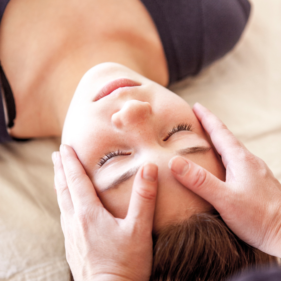 Reiki distant Healing. Hands on head, giving Reiki