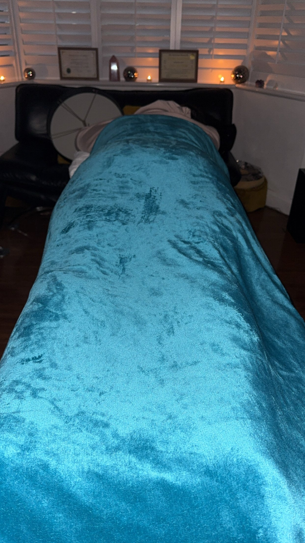 Client Laying on Therapy Couch/Bed Receiving Reiki Energy Healing
